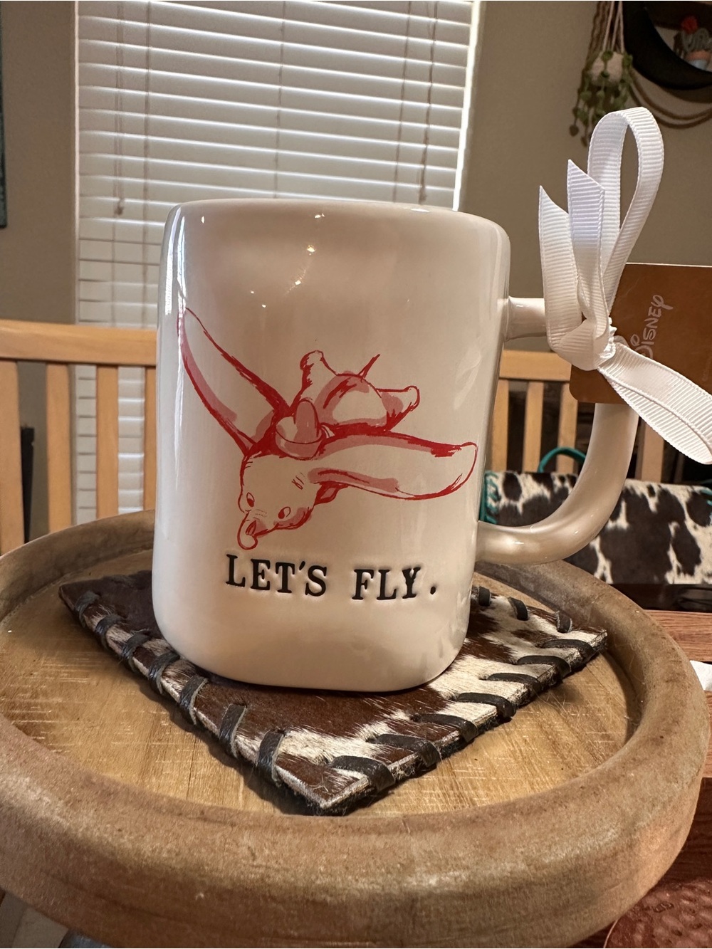 Disney Rae Dunn White Mug with Red Dumbo Illustration